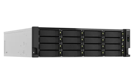 QNAP - TS-h2287XU-RP-E2336-32G-US - QNAP 22-Bay 3U rackmount NAS, Intel Xeon E-2336 6C/12T 2.9 GHz processor (boost up to 4.8 GHz), 32 GB ECC DDR4, 16 x 2.5"/3.5" SATA 6Gbps HDD/SSD + 6 x 2.5" SATA 6Gbps, 10GBASE-T, 2.5GbE RJ45, USB 3.2 Gen2, PCIe Gen4 