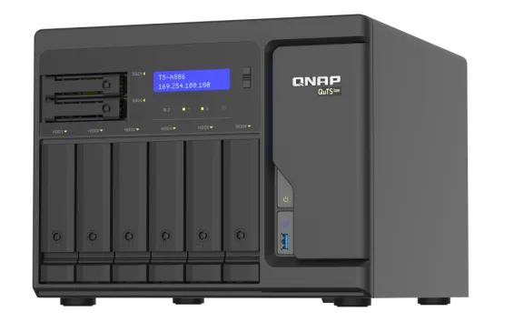 QNAP - TS-h886-D1602-8G-US - QNAP 8-Bay QuTS hero NAS, Xeon D-1602 2.5GHz, 8GB ECC RAM, 4 x 2.5GbE,  PCIe expansion slot x2, built-in M.2 NVMe Gen3 x4 port x2