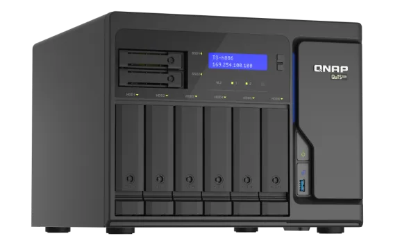 QNAP - TS-h886-D1602-8G-US - QNAP 8-Bay QuTS hero NAS, Xeon D-1602 2.5GHz, 8GB ECC RAM, 4 x 2.5GbE,  PCIe expansion slot x2, built-in M.2 NVMe Gen3 x4 port x2