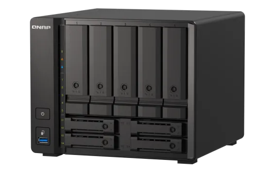 QNAP - TS-h973AX-8G-US - QNAP 9-bay Desktop NAS, AMD Ryzen V1500B 4C 8T 2.2GHz, 8GB DDR4 SODIMM