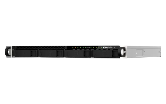 QNAP - TS-h987XU-RP-E2334-16G-US - QNAP 9-Bay 1U rackmount NAS, Intel Xeon E-2334 4C/8T 3.4 GHz processor (boost up to 4.8 GHz), 16 GB ECC DDR4, 4 x 2.5"/3.5" SATA 6Gbps HDD/SSD + 5 x 2.5" U.2 NVMe/SATA 6Gbps, 10GBASE-T, 2.5GbE RJ45, USB 3.2 Gen2, 550W