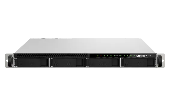 QNAP - TS-h987XU-RP-E2334-16G-US - QNAP 9-Bay 1U rackmount NAS, Intel Xeon E-2334 4C/8T 3.4 GHz processor (boost up to 4.8 GHz), 16 GB ECC DDR4, 4 x 2.5"/3.5" SATA 6Gbps HDD/SSD + 5 x 2.5" U.2 NVMe/SATA 6Gbps, 10GBASE-T, 2.5GbE RJ45, USB 3.2 Gen2, 550W