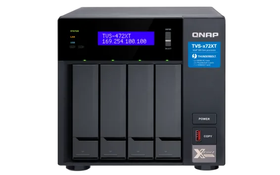 QNAP - TVS-472XT-i3-4G-US - QNAP Ultra-High Speed 4 Bay Thunderbolt 3 NAS.Intel Core i3 4-core Processor, 4GB DDR4 RAM