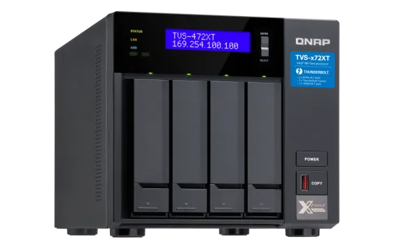 QNAP - TVS-472XT-i3-4G-US - QNAP Ultra-High Speed 4 Bay Thunderbolt 3 NAS.Intel Core i3 4-core Processor, 4GB DDR4 RAM