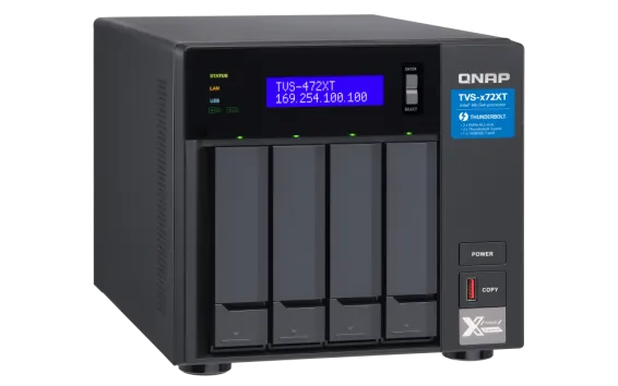 QNAP - TVS-472XT-i3-4G-US - QNAP Ultra-High Speed 4 Bay Thunderbolt 3 NAS.Intel Core i3 4-core Processor, 4GB DDR4 RAM