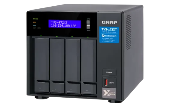 QNAP - TVS-472XT-i3-4G-US - QNAP Ultra-High Speed 4 Bay Thunderbolt 3 NAS.Intel Core i3 4-core Processor, 4GB DDR4 RAM
