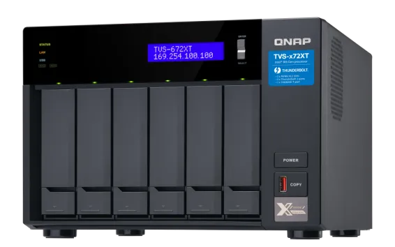 QNAP - TVS-672XT-i3-8G-US - QNAP Ultra-High Speed 6 Bay Thunderbolt 3 NAS. Intel Core i3 4-core Processor, 8GB DDR4 RAM
