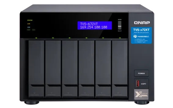 QNAP - TVS-672XT-i3-8G-US - QNAP Ultra-High Speed 6 Bay Thunderbolt 3 NAS. Intel Core i3 4-core Processor, 8GB DDR4 RAM