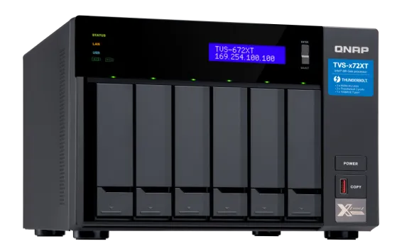 QNAP - TVS-672XT-i3-8G-US - QNAP Ultra-High Speed 6 Bay Thunderbolt 3 NAS. Intel Core i3 4-core Processor, 8GB DDR4 RAM