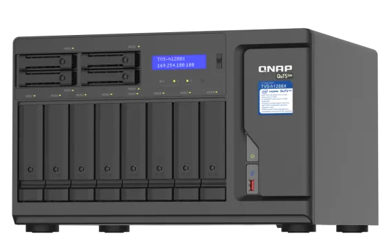 QNAP - TVS-h1288X-W1250-16G-US - QNAP 12-Bay TurboNAS (8 x 3.5" HDD + 4 x 2.5" SSD), SATA 6G, Intel Xeon W-1250 6 cores 12 threads 3.3 GHz (boost up to 4.7 GHz)