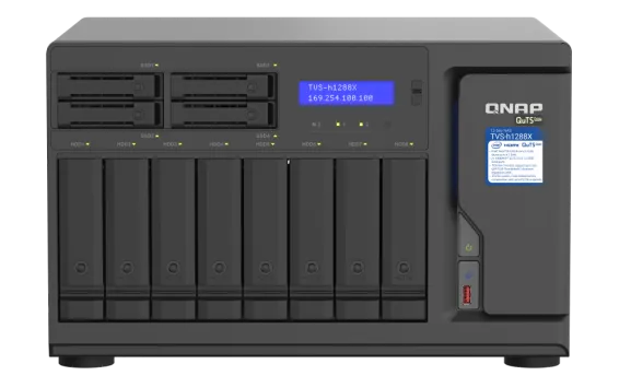 QNAP - TVS-h1288X-W1250-16G-US - QNAP 12-Bay TurboNAS (8 x 3.5" HDD + 4 x 2.5" SSD), SATA 6G, Intel Xeon W-1250 6 cores 12 threads 3.3 GHz (boost up to 4.7 GHz)