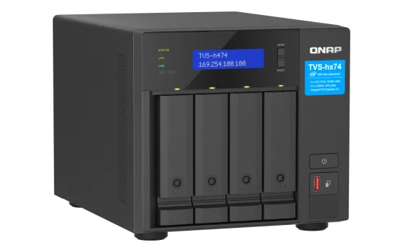 QNAP - TVS-h474-PT-8G-US - QNAP Ultra-High Speed 4 Bay NAS. Intel Pentium Gold G7400 2C Processor , 8GB RAM DDR4 RAM
