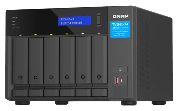 QNAP - TVS-h674-i5-32G-US - QNAP Ultra-High Speed 6 Bay NAS. Intel Core i5-12400 6C/12T, 32GB RAM DDR4 RAM