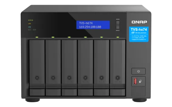 QNAP - TVS-h674-i5-32G-US - QNAP Ultra-High Speed 6 Bay NAS. Intel Core i5-12400 6C/12T, 32GB RAM DDR4 RAM