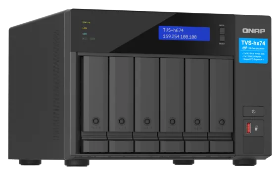 QNAP - TVS-h674-i5-32G-US - QNAP Ultra-High Speed 6 Bay NAS. Intel Core i5-12400 6C/12T, 32GB RAM DDR4 RAM