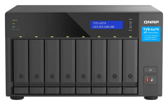 QNAP - TVS-h874-i5-32G-US - QNAP Ultra-High Speed 8 Bay NAS Intel Core i5-12400 6C/12T, 32GB RAM DDR4 RAM