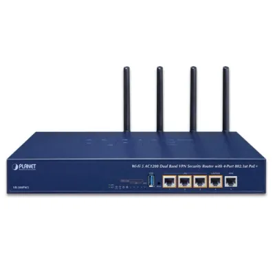 Planet - VR-300PW5 - Wi-Fi 5 AC1200 Dual Band VPN Security Router with 4-Port 802.3at PoE+ (1200Mbps)
