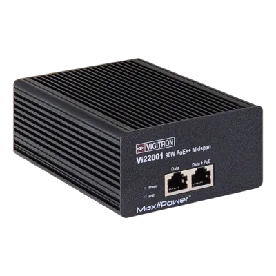 Vigitron - Vi22001 - 1- Port MaxiiPower™ af/at 90W PoE Midspan w/ built in power supply