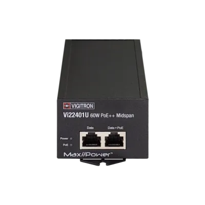 Vigitron - Vi22401U - 1-Port MaxiiPower™ af/at/bt 60W PoE Midspan w/ built in power supply