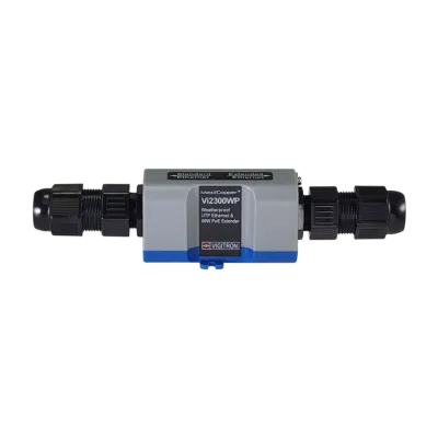 Vigitron - Vi2300WP - 1-Port MaxiiCopper™ Mini Ethernet Extender over UTP, af/at/bt 72W PoE, Hardened, IP67 Weatherproof. Requires PoE source