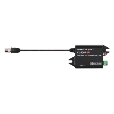 Vigitron - Vi2400A - 1-Port MaxiiCopper™ Mini Ethernet Extender over Coax, af/at 37W PoE, Requires PoE or optional Vi0012 power supply