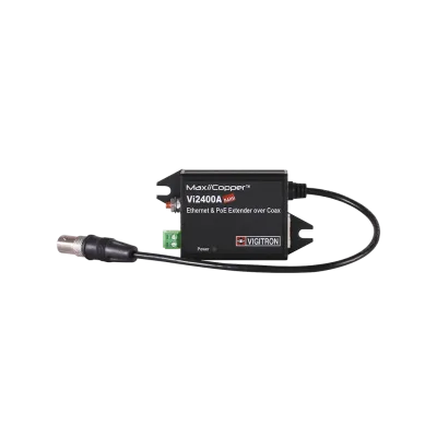 Vigitron - Vi2400A - 1-Port MaxiiCopper™ Mini Ethernet Extender over Coax, af/at 37W PoE, Requires PoE or optional Vi0012 power supply