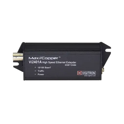 Vigitron - Vi2401A - 1-Port MaxiiCopper™ Ethernet Extender over Coax, af/at 37W PoE, Requires PoE or optional Vi0012 power supply
