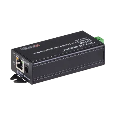 Vigitron - Vi27000 - 1-Port OmniiCopper™ Single Pair Ethernet and af/at 36W PoE Transmitter. Requires PoE or optional 48-57V power supply