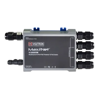 Vigitron - Vi30005W - 5-Port MaxiiNet 10/100/1G PoE Powered PoE Switch, IP67 Weatherproof