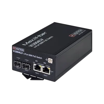 Vigitron - Vi3004LV - 4-Port MaxiiNet 10/100/1G 24V DC/AC Input PoE Switch