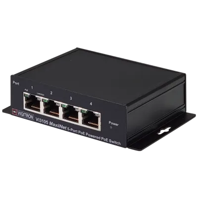 Vigitron - Vi3105 - 5-Port MaxiiNet™ PoE Powered PoE Switch, Extended UTP Uplink