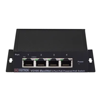 Vigitron - Vi3105 - 5-Port MaxiiNet™ PoE Powered PoE Switch, Extended UTP Uplink