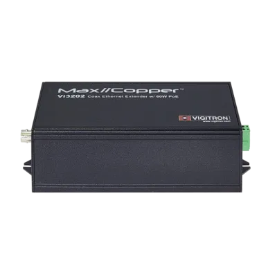 Vigitron - Vi3202 - 1-Port MaxiiPower Ethernet Extender over Coax, af/at 60W PSE, powered by 24VDC/AC