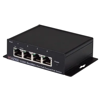 Vigitron - Vi3205 - 5-Port MaxiiNet PoE Powered PoE Switch, Extended Coax Uplink