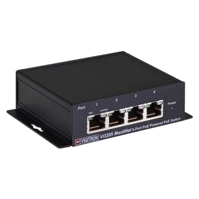 Vigitron - Vi3205 - 5-Port MaxiiNet PoE Powered PoE Switch, Extended Coax Uplink