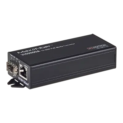 Vigitron - Vi50000A - 1-Port MaxiiFiber 100/1G Ethernet Media Converter, af/at 60W PSE, Requires 48-57VDC ps or 12VDC w/o PoE
