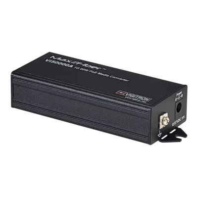 Vigitron - Vi50000A - 1-Port MaxiiFiber 100/1G Ethernet Media Converter, af/at 60W PSE, Requires 48-57VDC ps or 12VDC w/o PoE