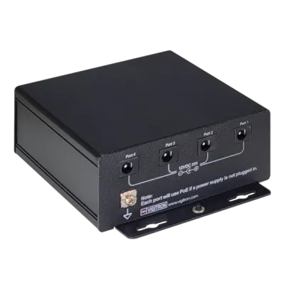 Vigitron - Vi50004 - 4-Port MaxiiFiber™ 1G Ethernet Media Converter, Powered by PoE or 12VDC @ 3A PS