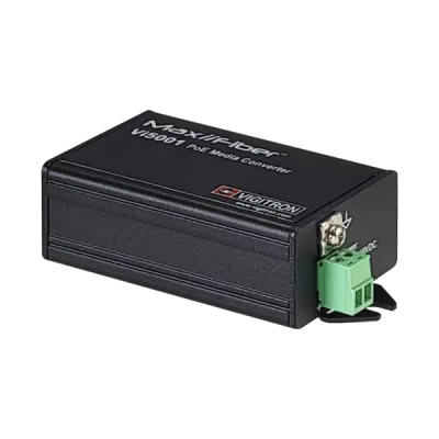 Vigitron - Vi5001 - 1-Port MaxiiFiber™ 10/100 Ethernet Media Convertor, af/at 30W PSE, Requires 48-57VDC ps or 12VDC w/o PoE