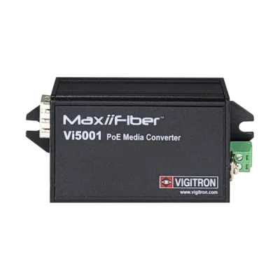 Vigitron - Vi5001 - 1-Port MaxiiFiber™ 10/100 Ethernet Media Convertor, af/at 30W PSE, Requires 48-57VDC ps or 12VDC w/o PoE