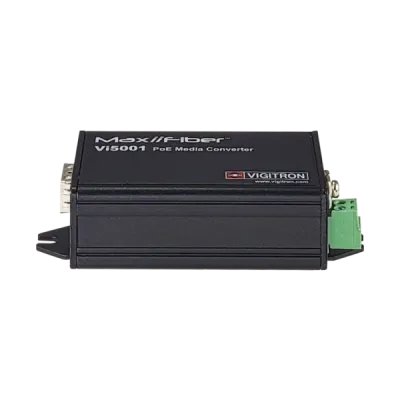 Vigitron - Vi5001 - 1-Port MaxiiFiber™ 10/100 Ethernet Media Convertor, af/at 30W PSE, Requires 48-57VDC ps or 12VDC w/o PoE