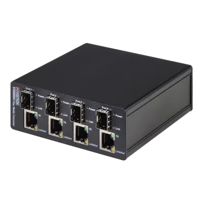 Vigitron - Vi5004 - 4-Port MaxiiFiber 10/100 Ethernet Media Converter, Requires 12VDC / 3A PS or Optional Vi0014 Power Supply