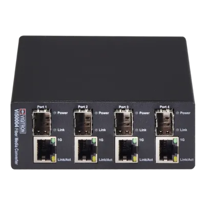 Vigitron - Vi5004 - 4-Port MaxiiFiber 10/100 Ethernet Media Converter, Requires 12VDC / 3A PS or Optional Vi0014 Power Supply