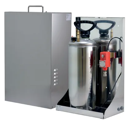 VideoTec - WASEX2T4UL - Water tank 10l with integrated pump controlled by electrovalve certified cULus, with delivery pipe 20m (max. delivery head 30m with optional pipe), IN 24Vac/Vdc
