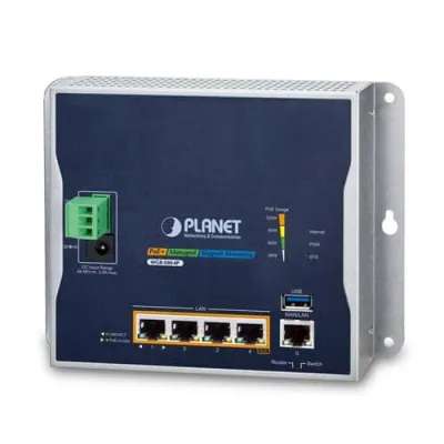 Planet - WGR-500-4P - IP30 Industrial Wall-mount Gigabit Router with 4-Port 802.3at PoE+(120W )
