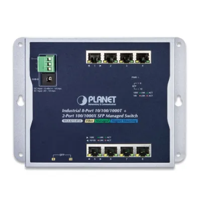Planet - WGS-4215-8T2S - IP30, IPv6/IPv4, 8-Port 1000TP + 2-Port 100/1000F SFP Wall-mount Managed Ethernet Switch (-40 to 75 C)