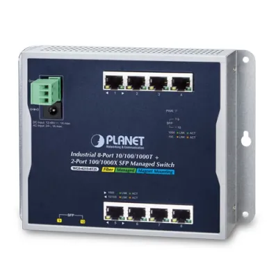 Planet - WGS-4215-8T2S - IP30, IPv6/IPv4, 8-Port 1000TP + 2-Port 100/1000F SFP Wall-mount Managed Ethernet Switch (-40 to 75 C)