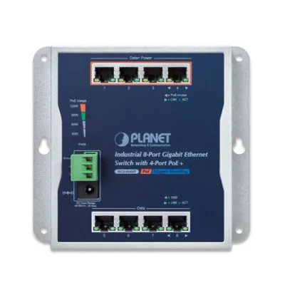 Planet - WGS-804HP - IP30 8-Port Gigabit Wall-mount Switch with 4-Port 802.3AT POE+ (-40 to 75 C)