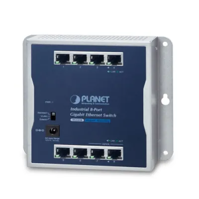 Planet - WGS-810 - IP30 Industrial 8-Port 10/100/1000T Wall-mount Gigabit Switch