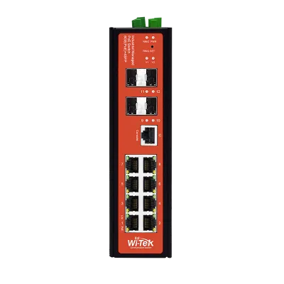 Wi-Tek - WI-PMS312GF-I V2 - 8GE+4SFP Fiber Uplink Managed Industrial PoE Switch with 8Port PoE